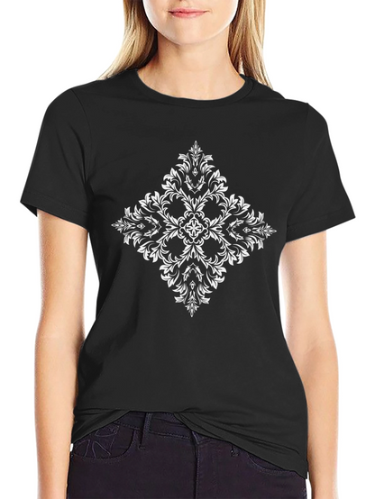 Elegant Diamond Floral Graphic Tee