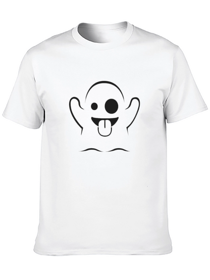 Funny Ghost Graphic Tee - Black Cotton Casual T-Shirt