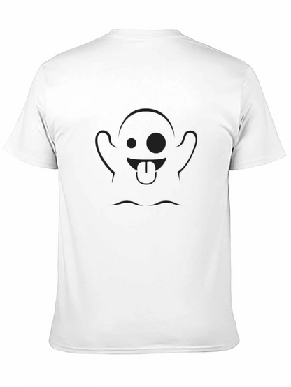 Funny Ghost Graphic Tee - Black Cotton Casual T-Shirt