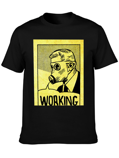 Working Man Gas Mask Graphic Tee - Black