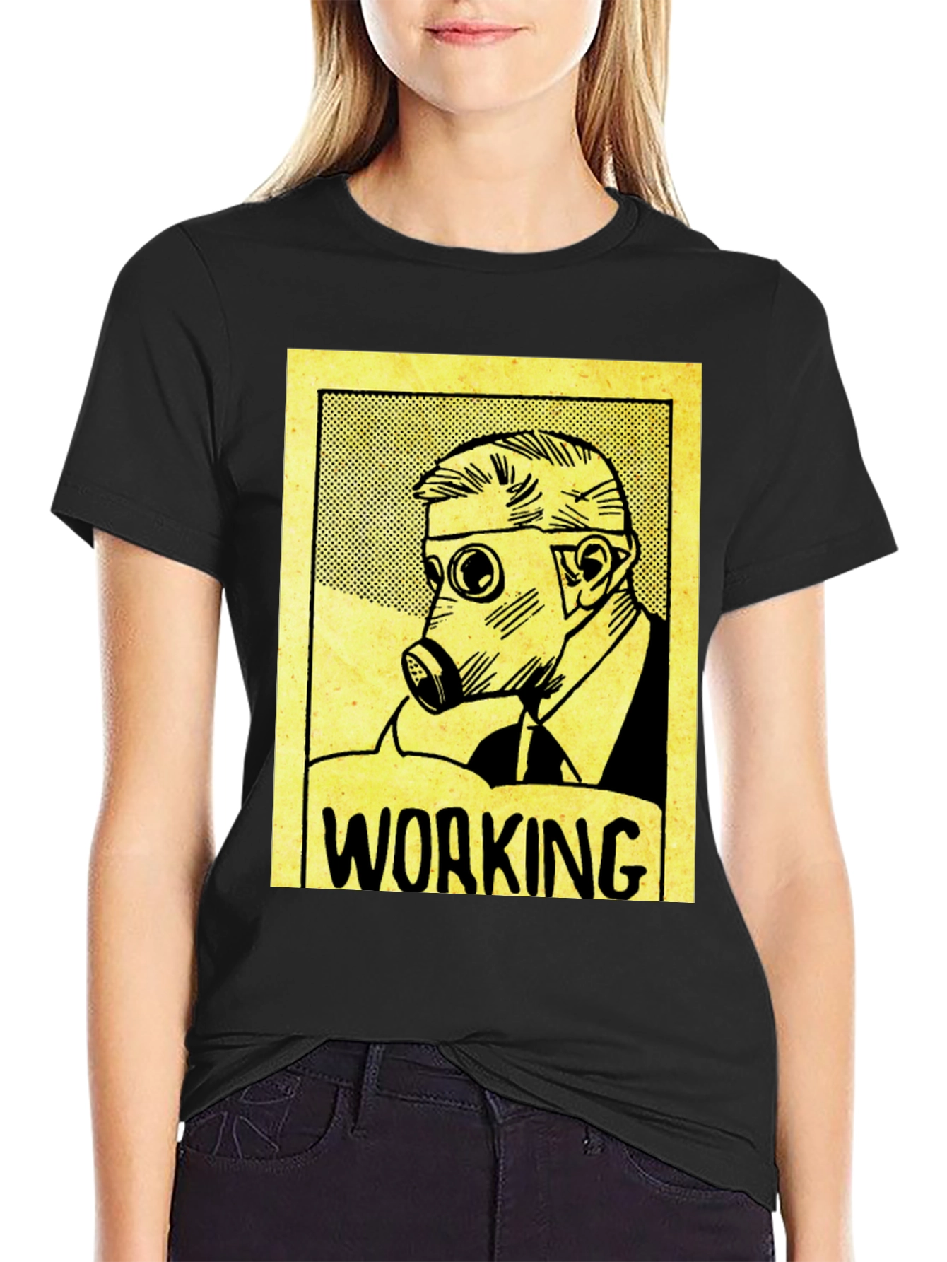 Working Man Gas Mask Graphic Tee - Black