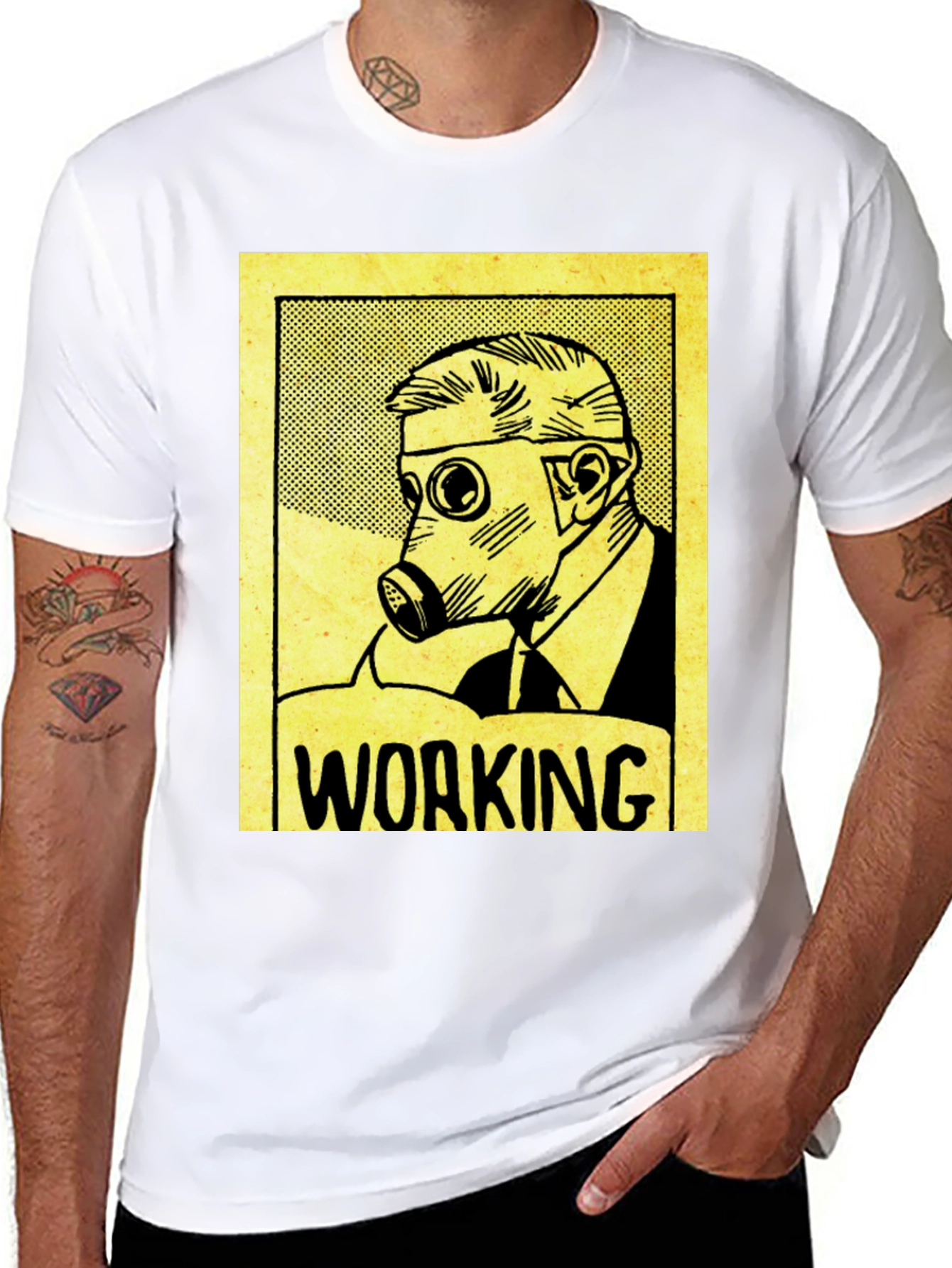 Working Man Gas Mask Graphic Tee - Black