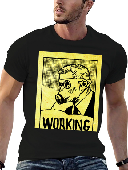 Working Man Gas Mask Graphic Tee - Black