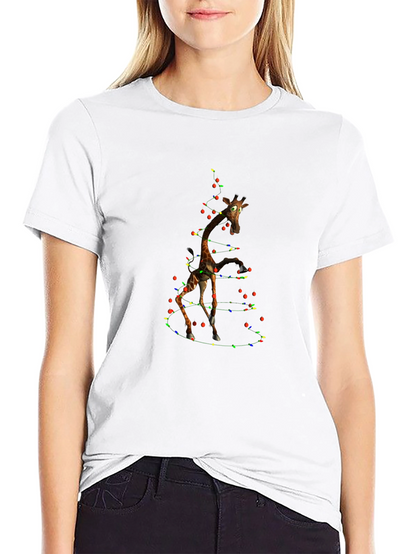 Giraffe Christmas Light T-Shirt