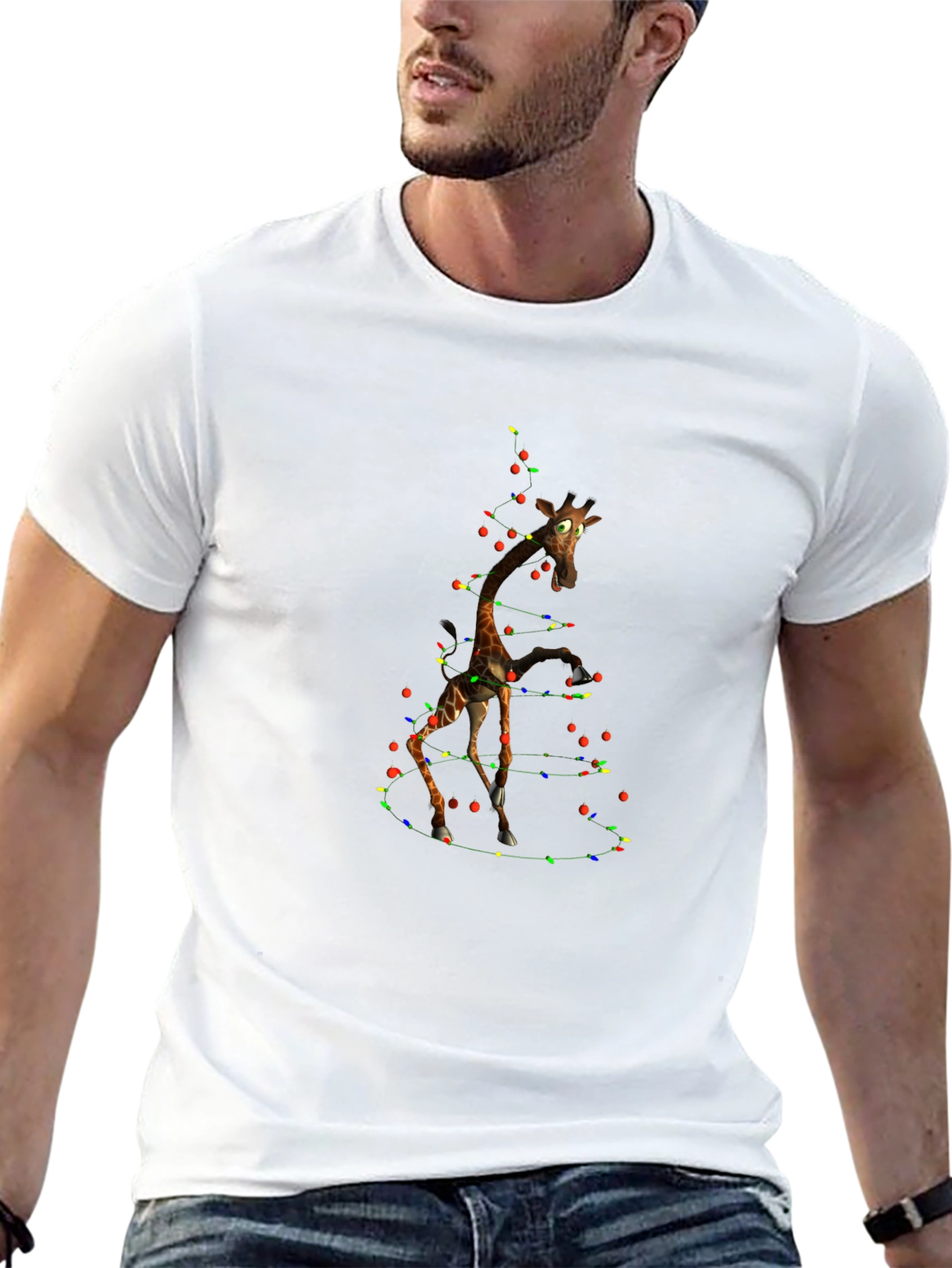 Giraffe Christmas Light T-Shirt