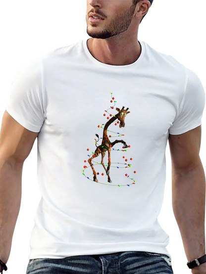 Giraffe Christmas Light T-Shirt