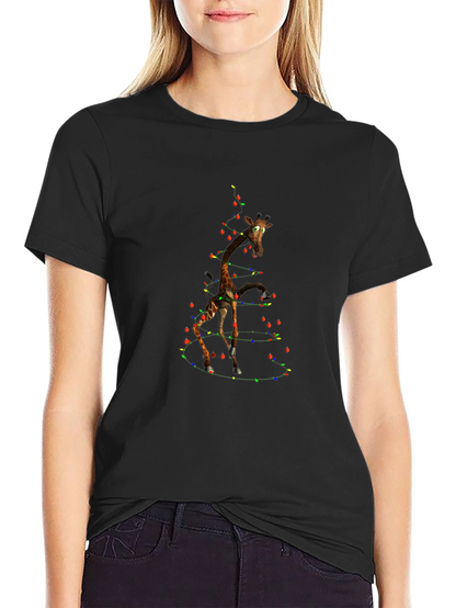 Giraffe Christmas Light T-Shirt