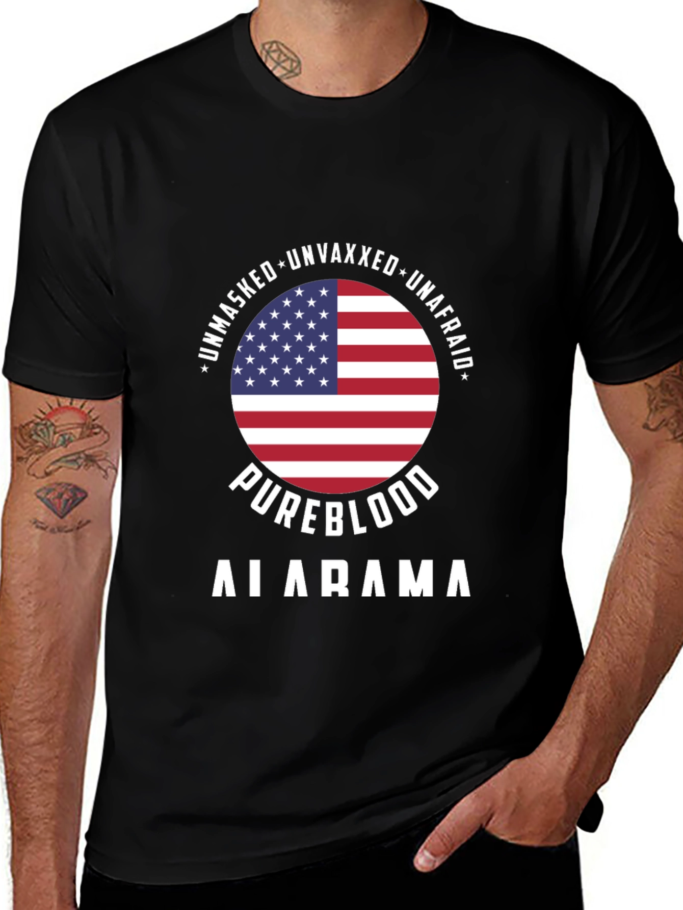 Unmasked Unvaxxed Unafraid Pureblood Alabama T-Shirt