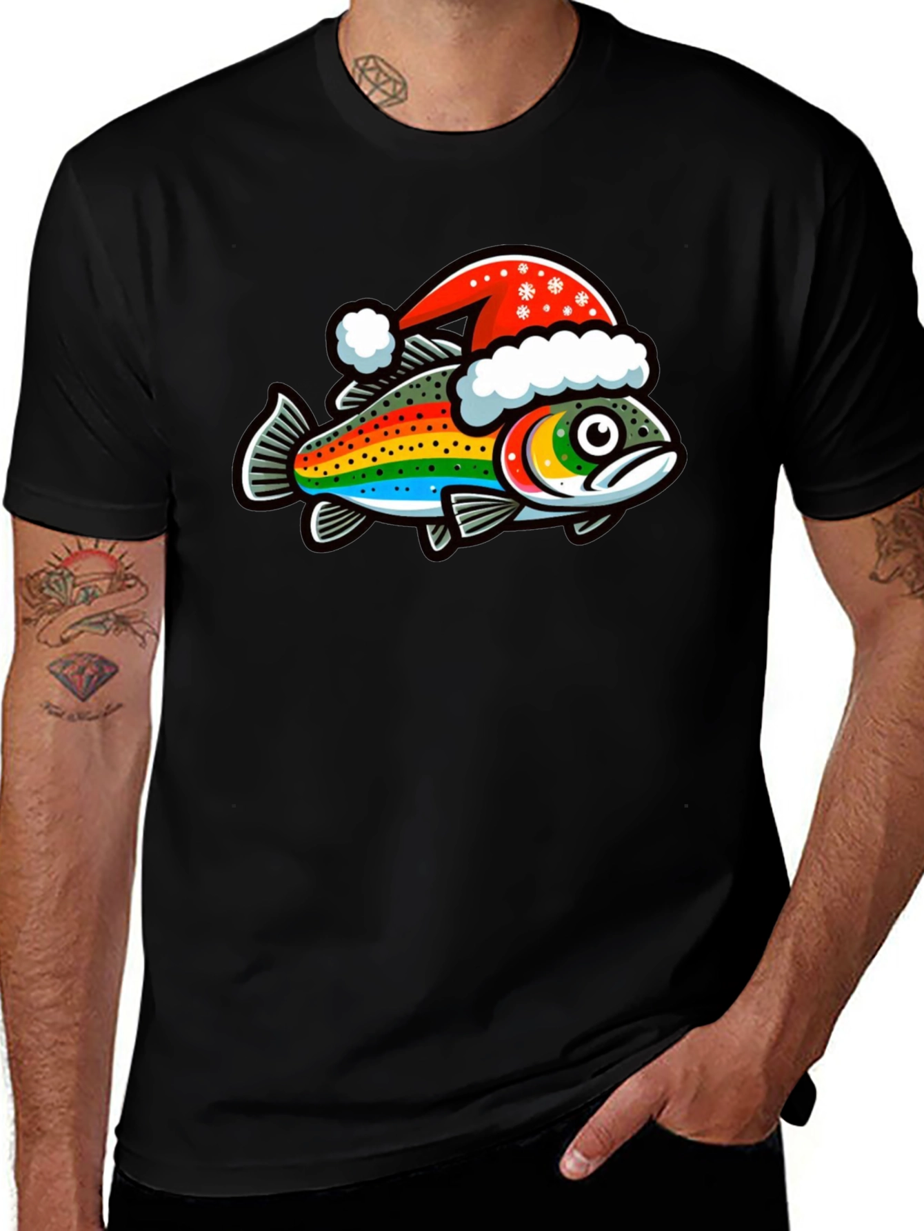 Festive Rainbow Trout Christmas T-Shirt
