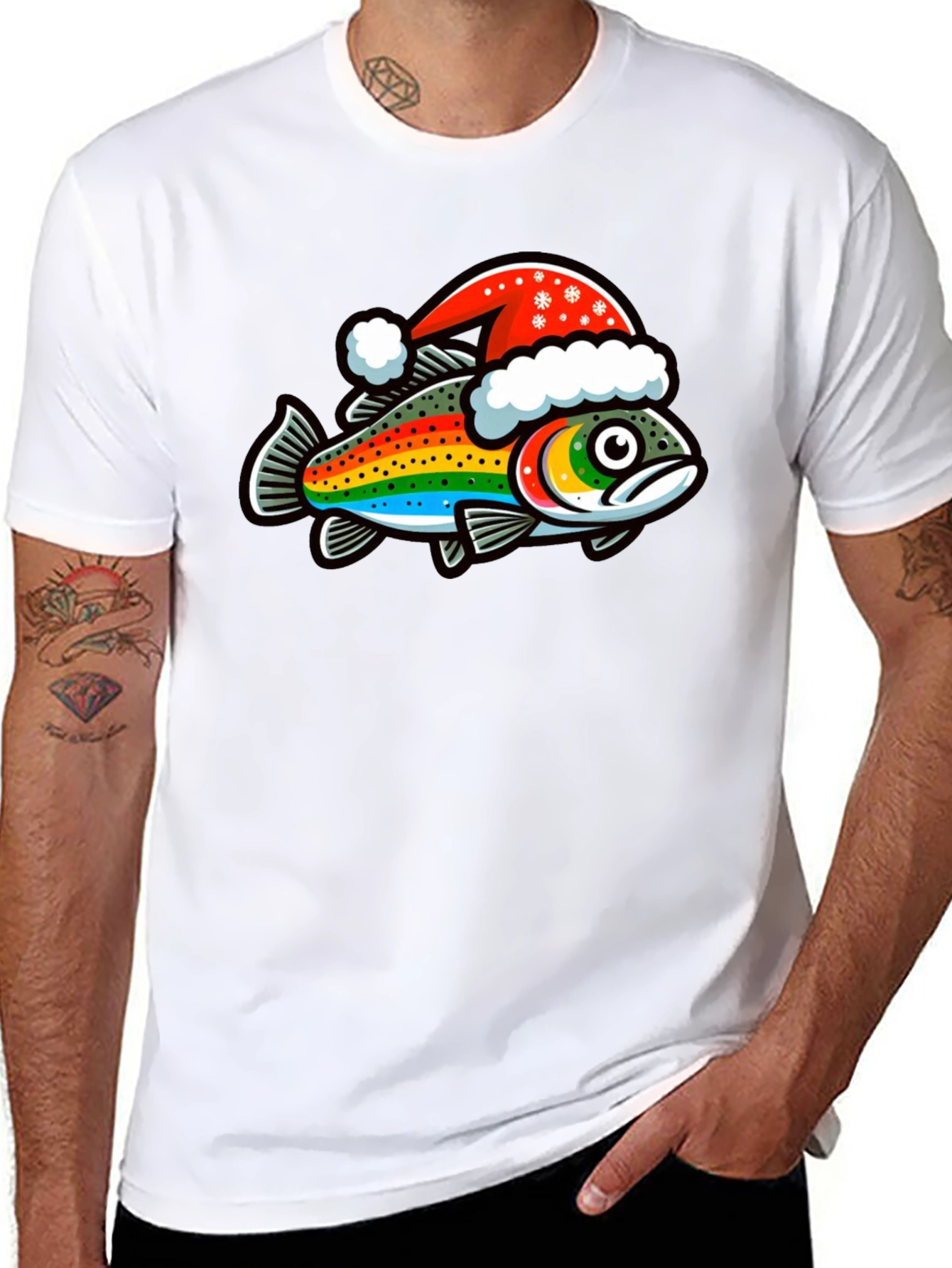 Festive Rainbow Trout Christmas T-Shirt