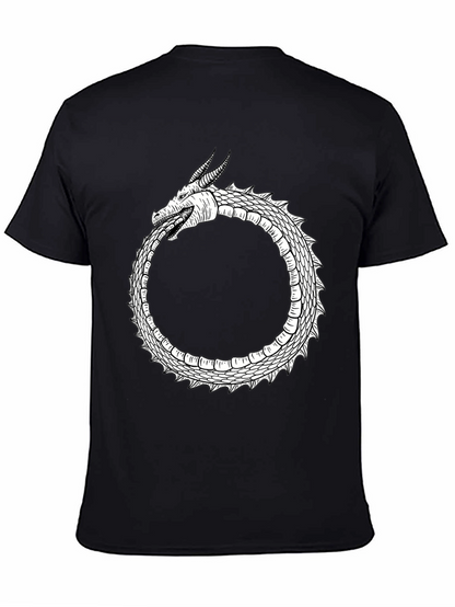 Ouroboros Dragon Graphic Tee - Black Cotton Blend