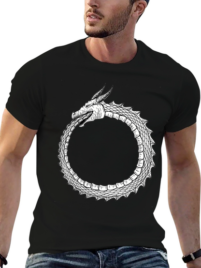Ouroboros Dragon Graphic Tee - Black Cotton Blend