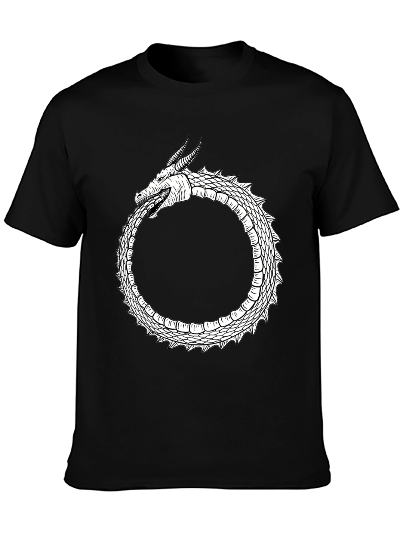 Ouroboros Dragon Graphic Tee - Black Cotton Blend