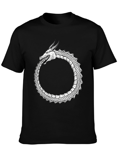 Ouroboros Dragon Graphic Tee - Black Cotton Blend