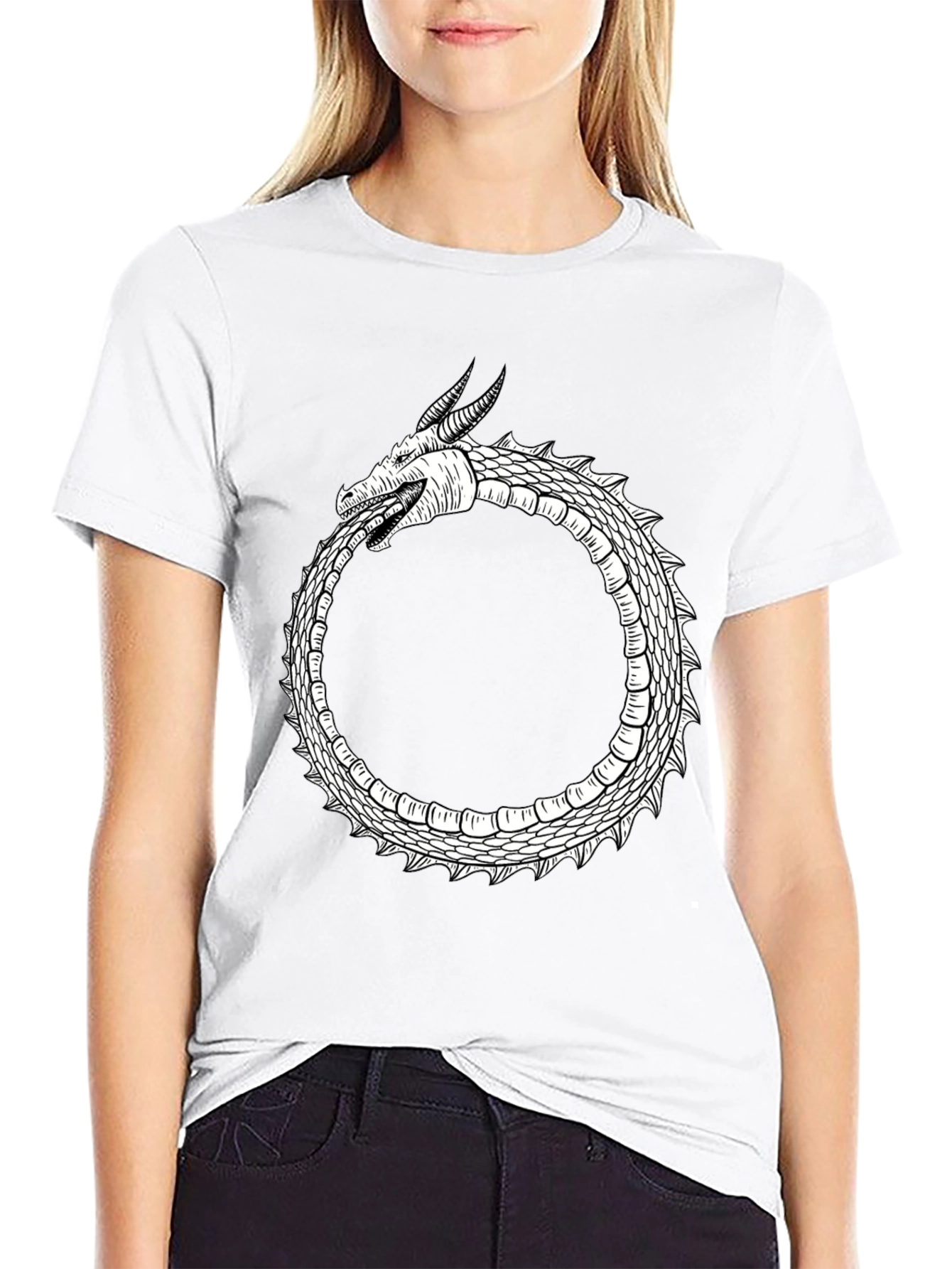 Ouroboros Dragon Graphic Tee - Black Cotton Blend