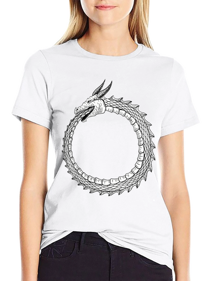 Ouroboros Dragon Graphic Tee - Black Cotton Blend