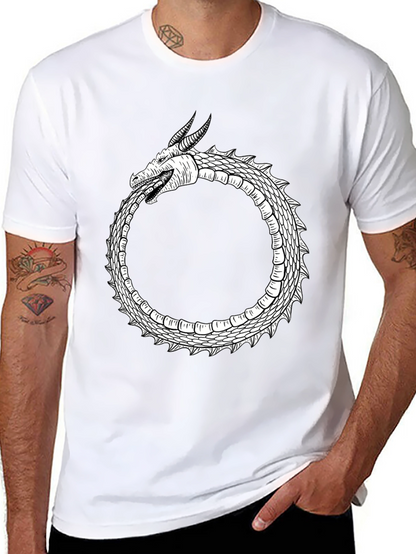 Ouroboros Dragon Graphic Tee - Black Cotton Blend