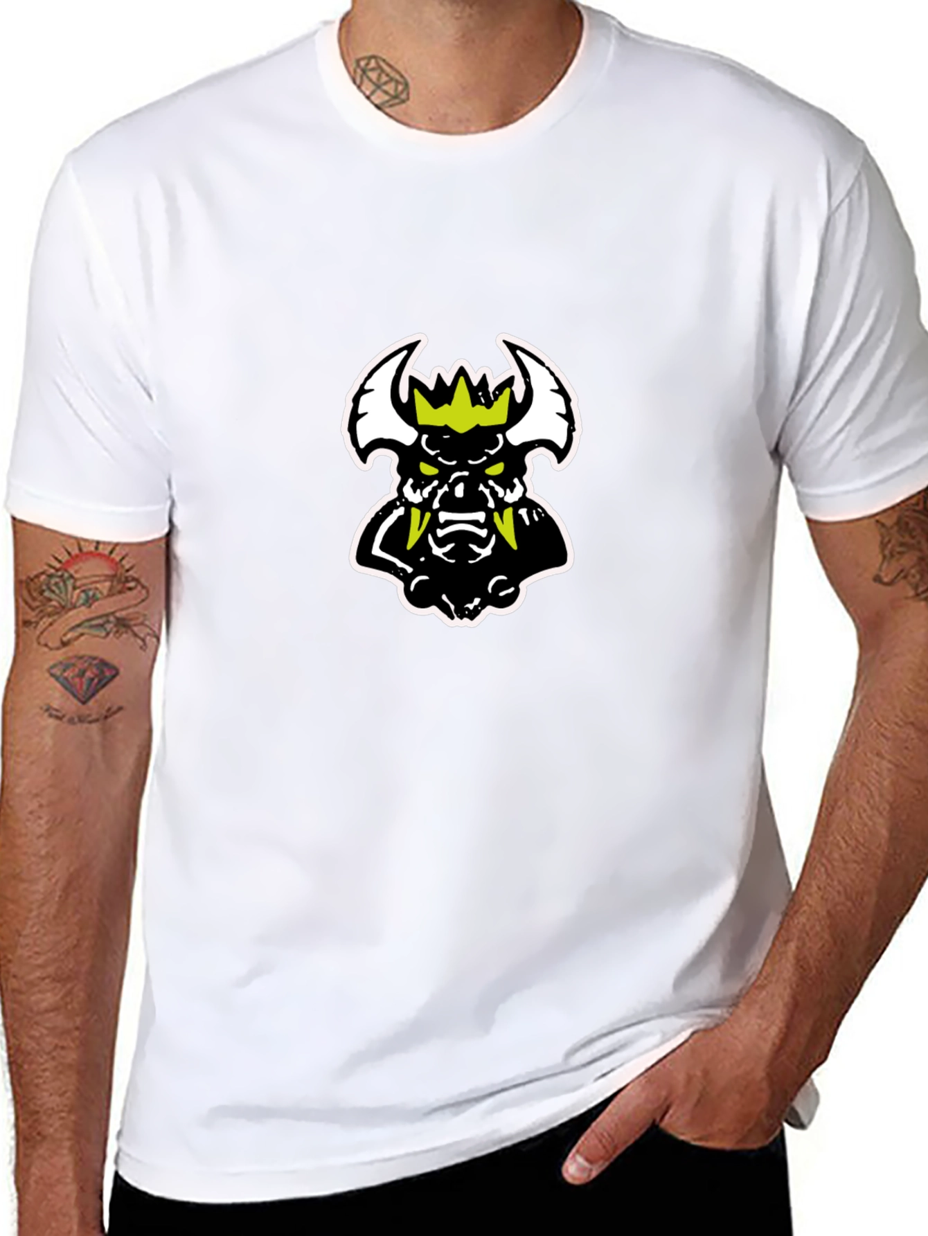 Edgy Black T-Shirt with Cartoon Monster Graphic