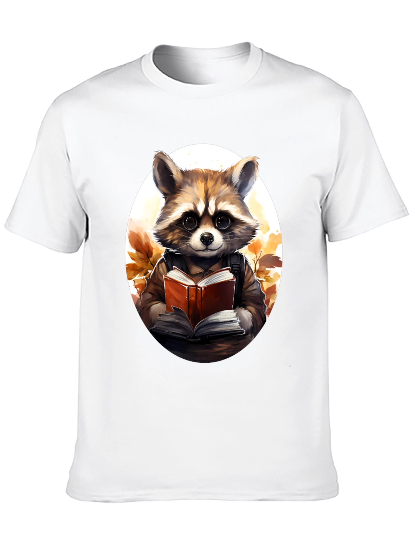 Raccoon Reader Graphic Tee - Black Cotton