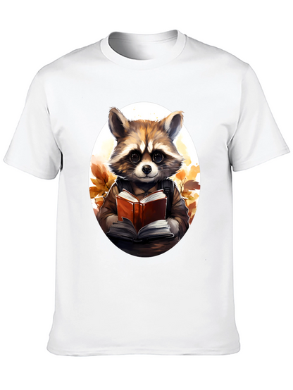 Raccoon Reader Graphic Tee - Black Cotton