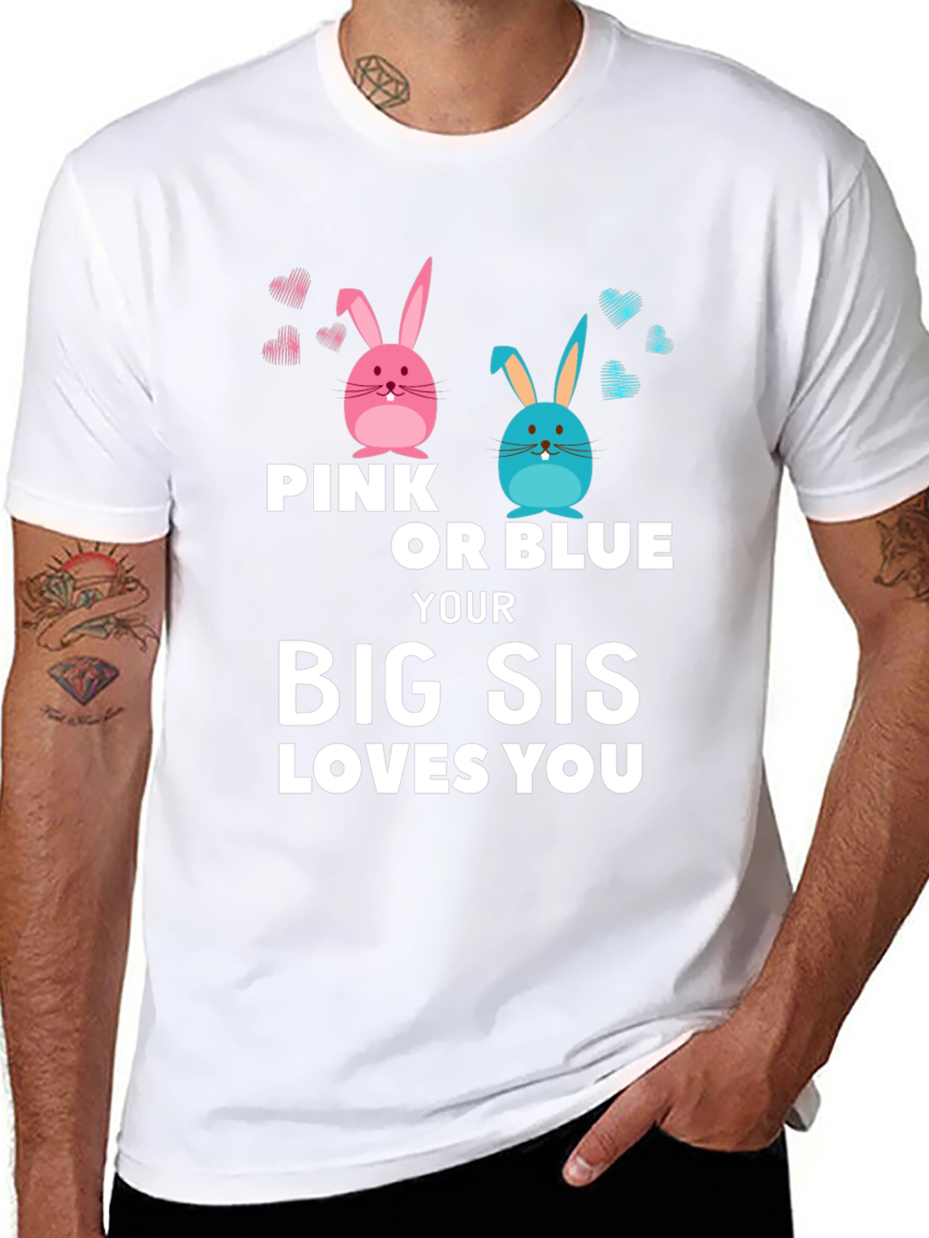 Pink or Blue Big Sis Loves You T-Shirt