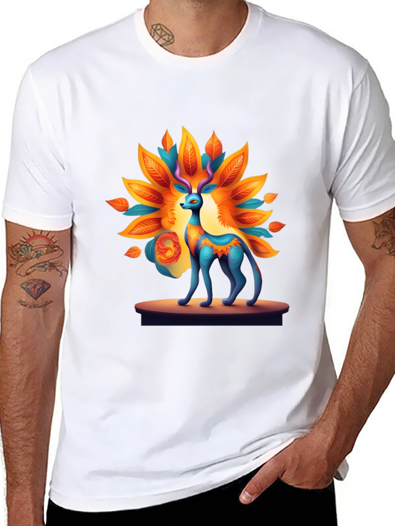 Artistic Deer Graphic Tee - Unique Design