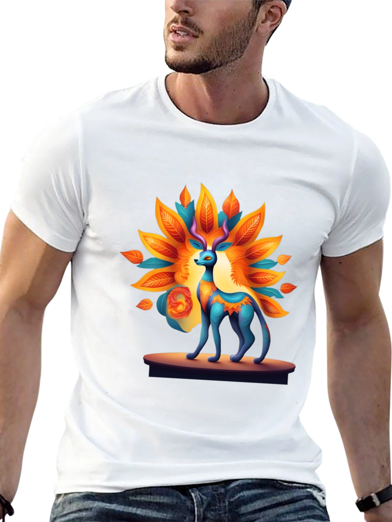 Artistic Deer Graphic Tee - Unique Design