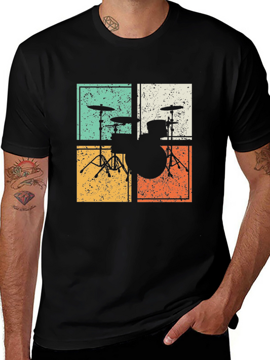 Retro Drum Kit Tee - Vintage Style Musician T-Shirt