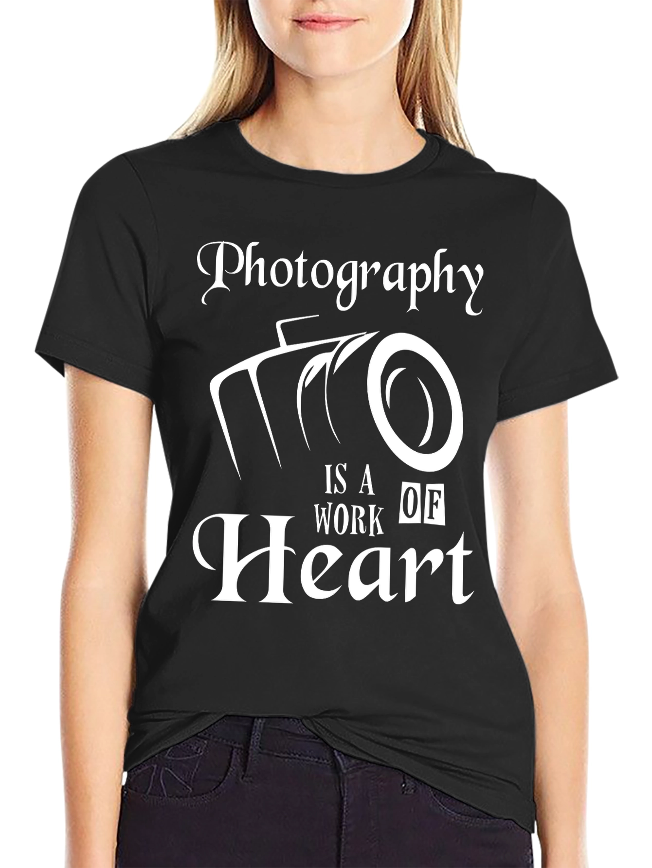Photography is a Work of Heart Black T-Shirt