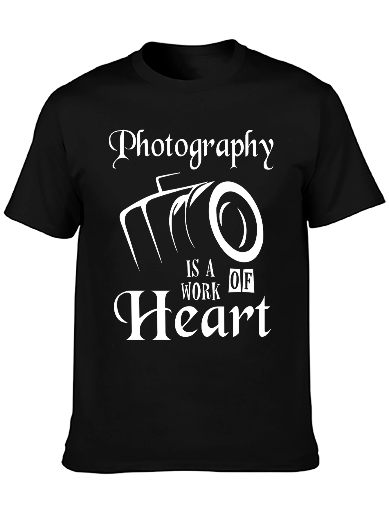 Photography is a Work of Heart Black T-Shirt