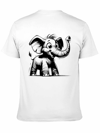 Elephant Cartoon Graphic Tee - Black