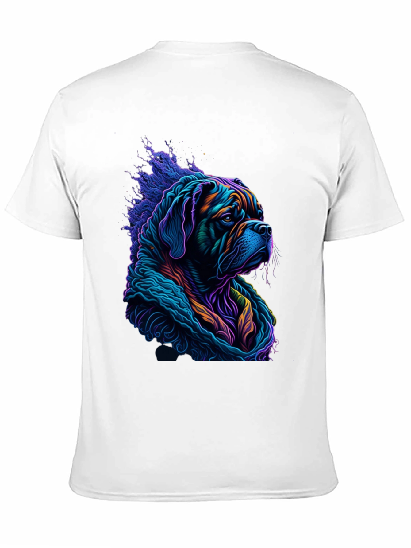 Vibrant Dog Graphic Tee - Stylish Mens Black T-Shirt