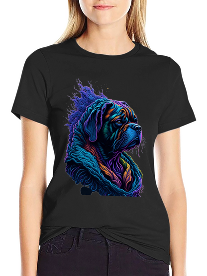 Vibrant Dog Graphic Tee - Stylish Mens Black T-Shirt
