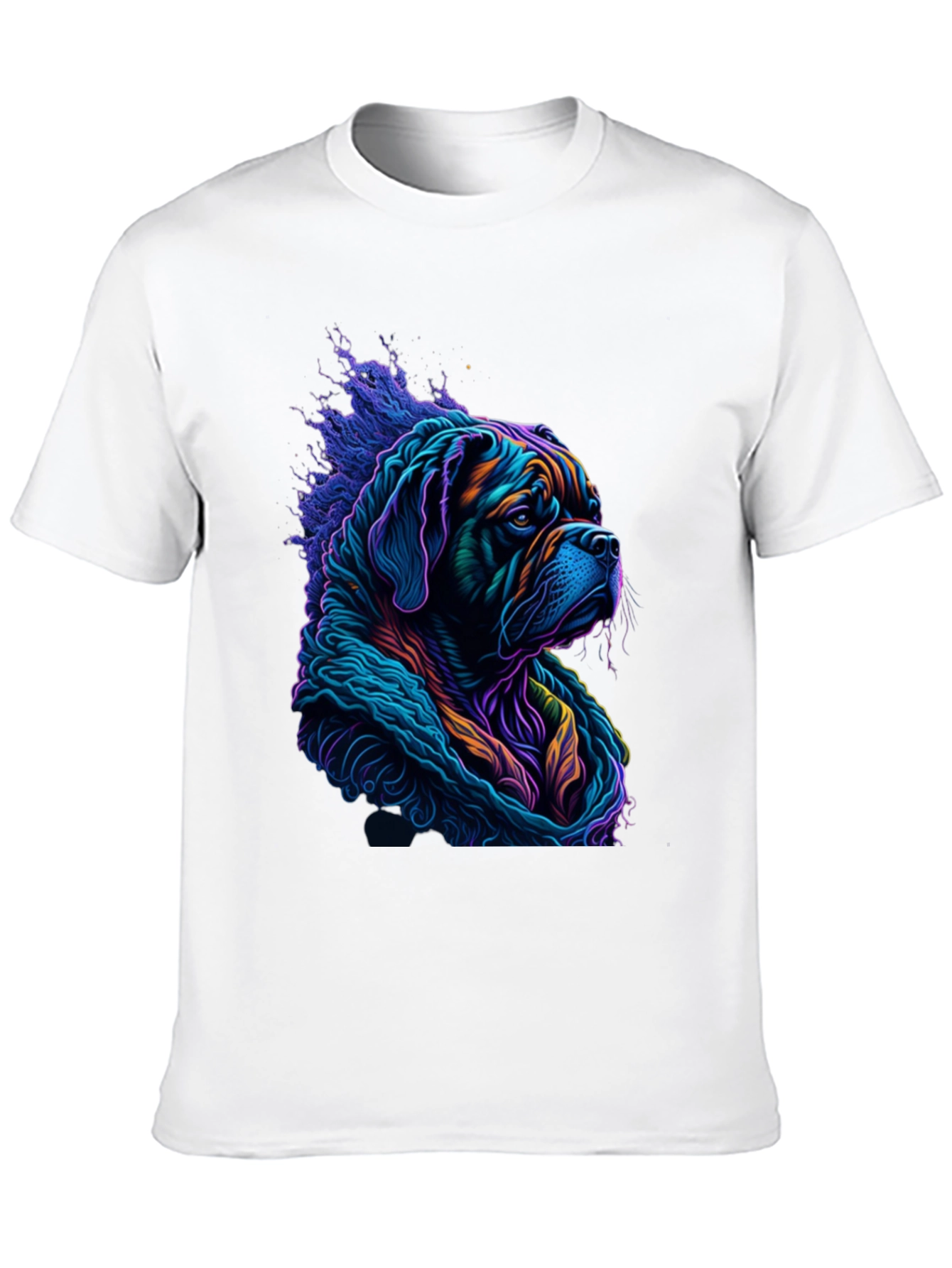 Vibrant Dog Graphic Tee - Stylish Mens Black T-Shirt