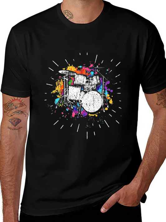 Drum Kit Graphic Tee - Black T-Shirt