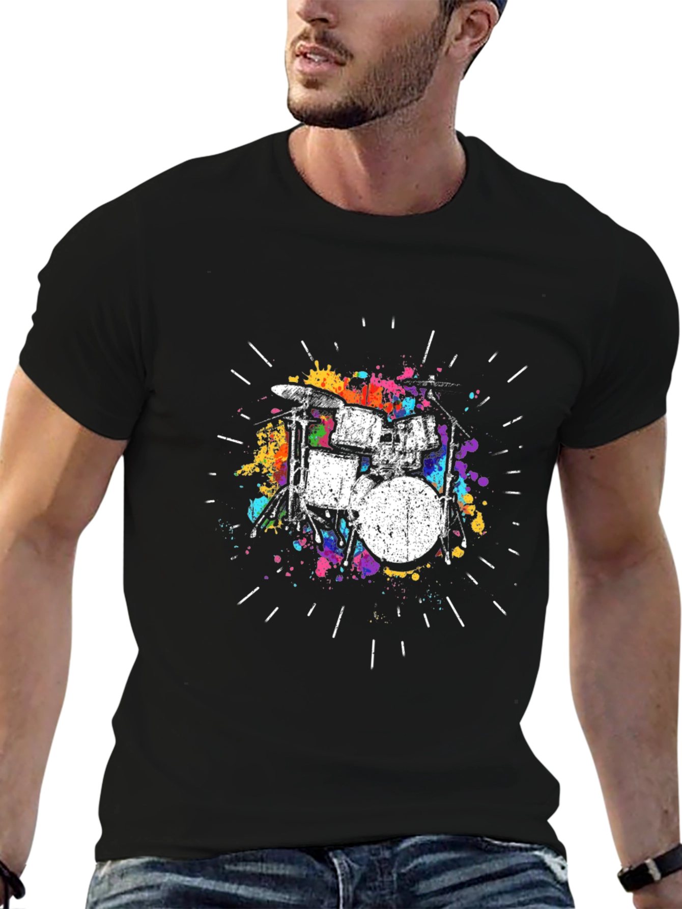 Drum Kit Graphic Tee - Black T-Shirt