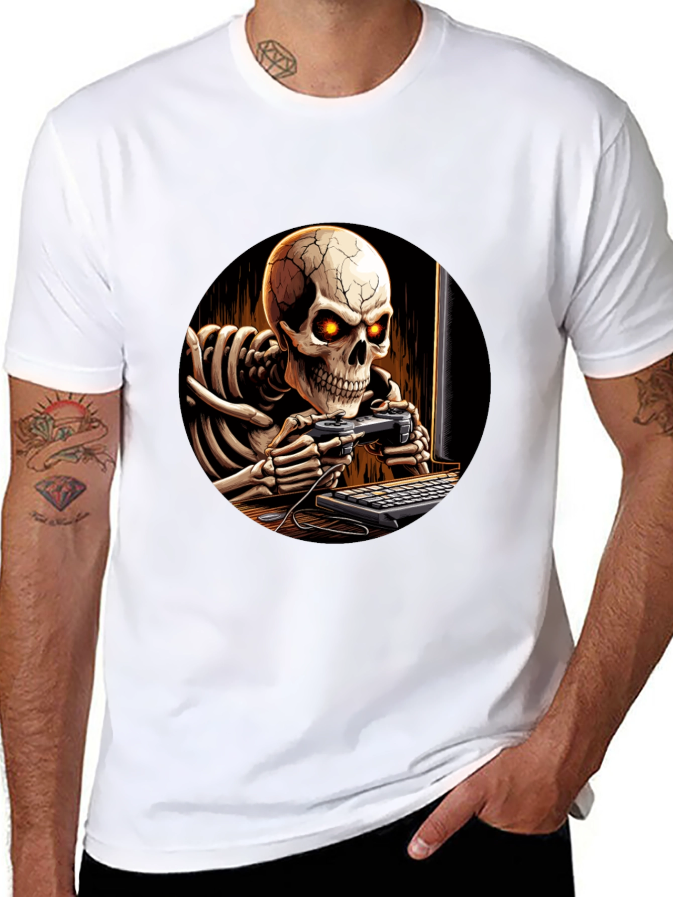 Skeleton Gamer Black T-Shirt