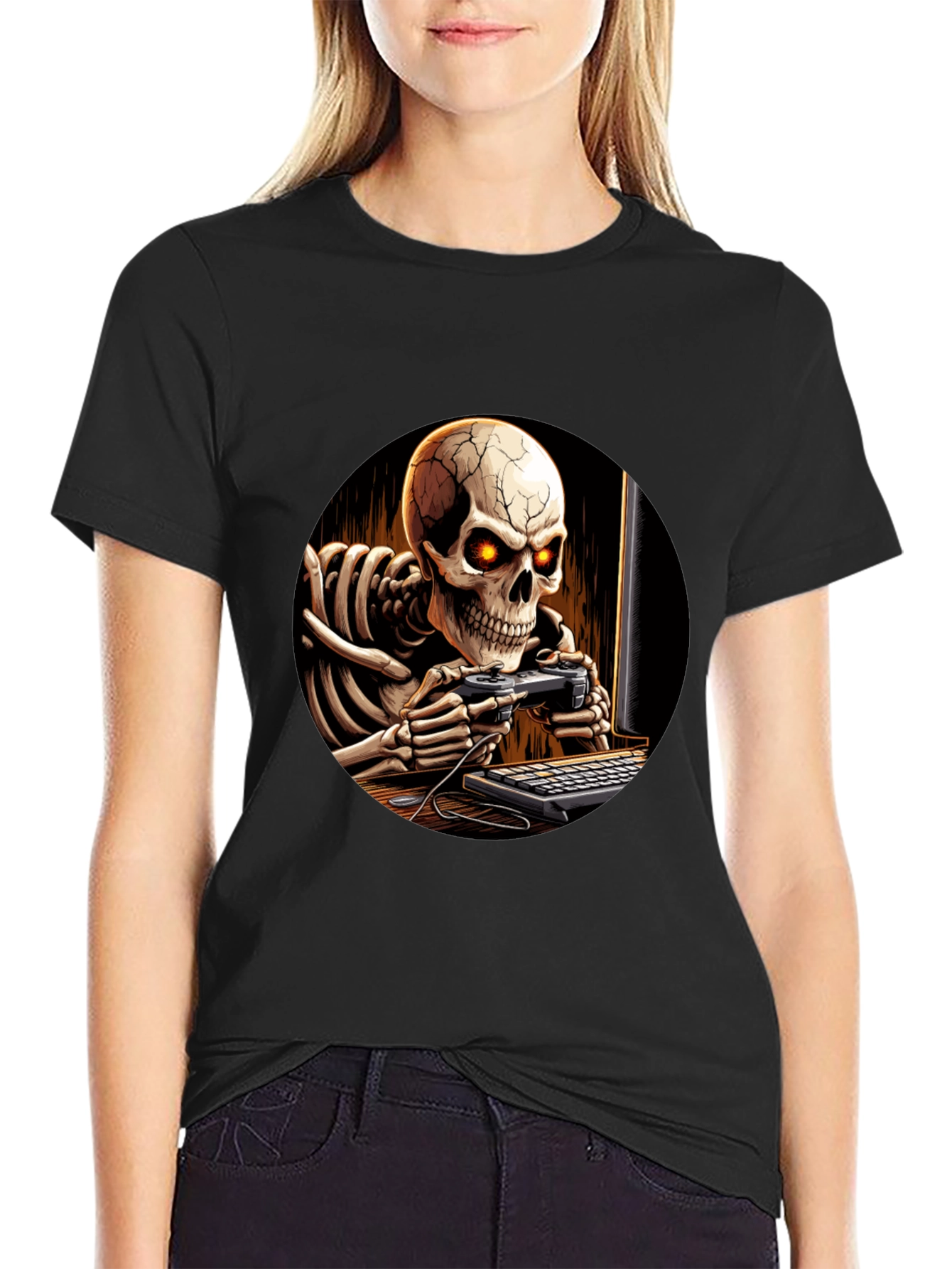 Skeleton Gamer Black T-Shirt