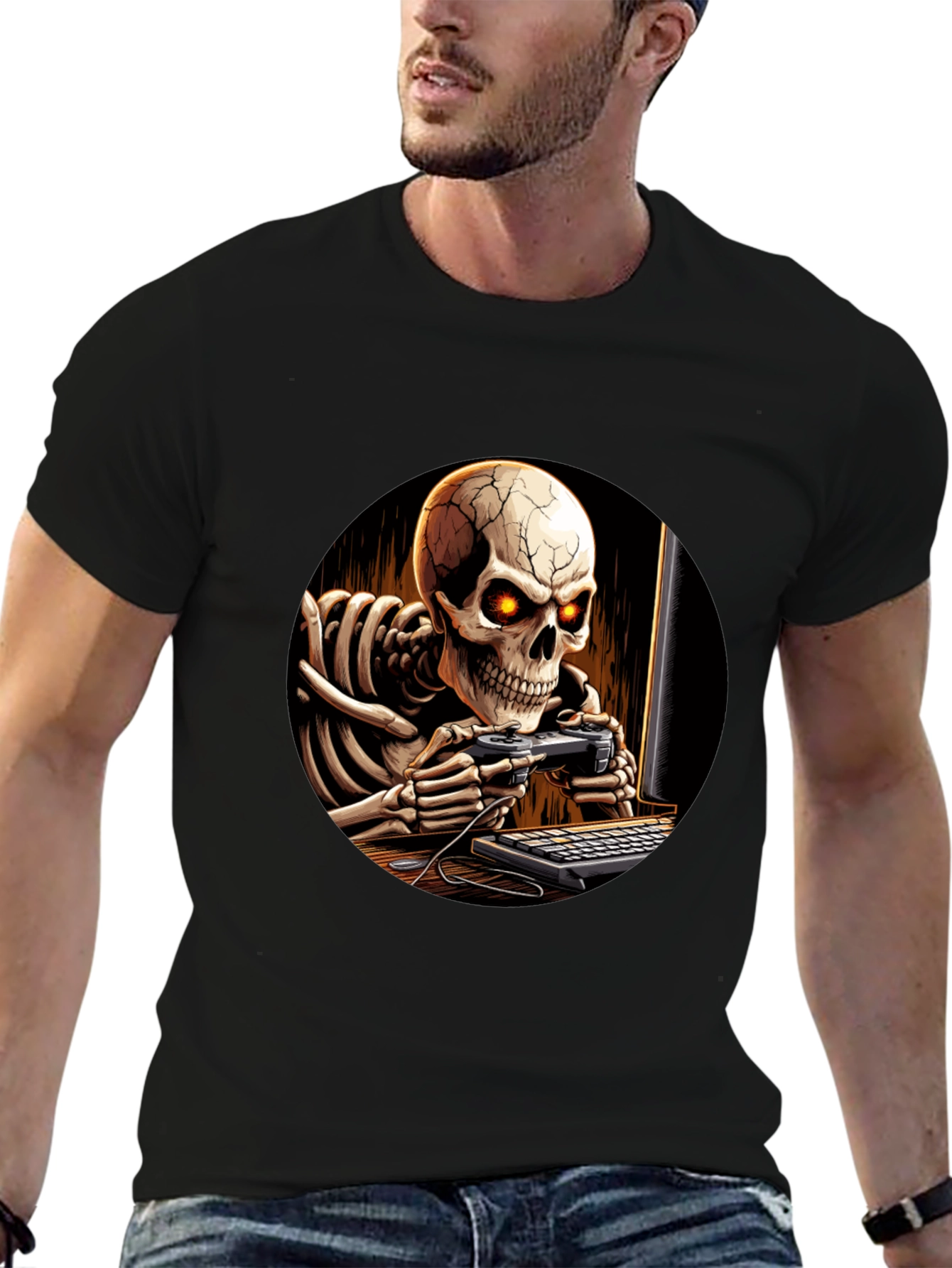 Skeleton Gamer Black T-Shirt