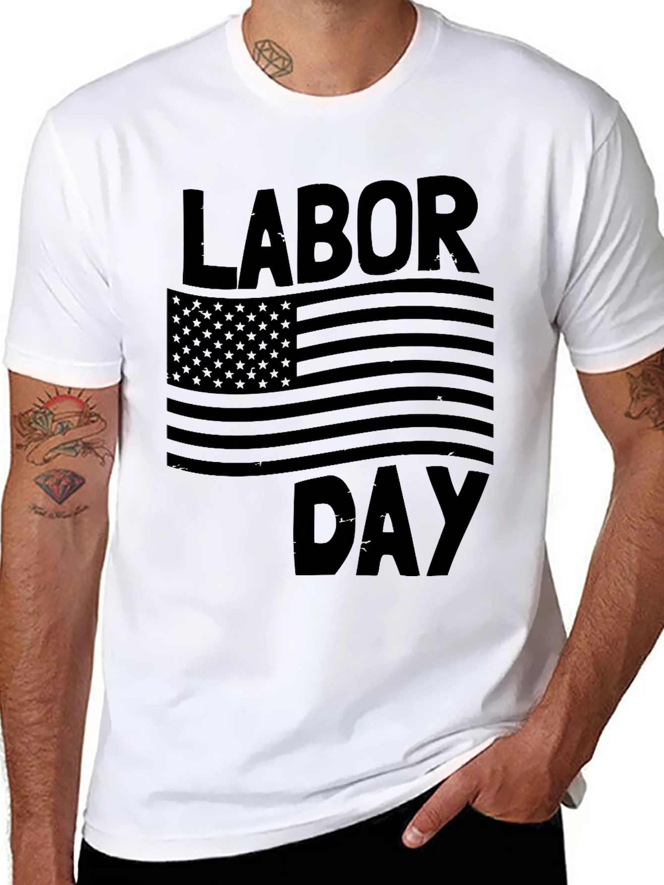 Labor Day American Flag Graphic T-Shirt