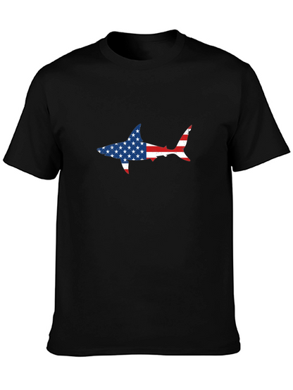 American Flag Shark Graphic Tee - Patriotic Style