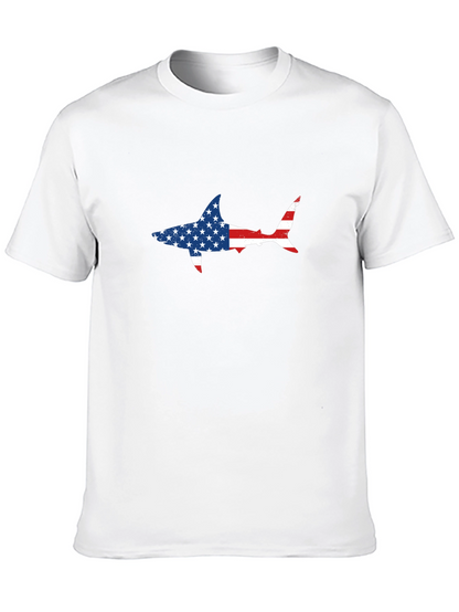American Flag Shark Graphic Tee - Patriotic Style