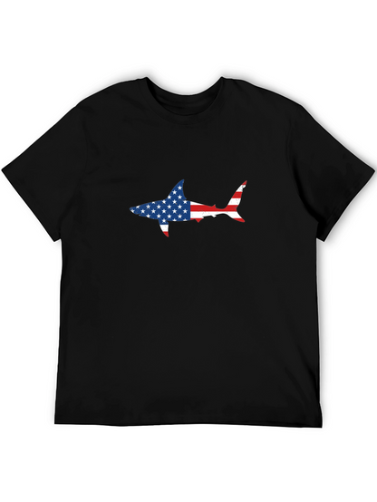 American Flag Shark Graphic Tee - Patriotic Style