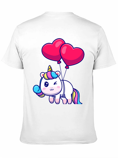 Unicorn with Heart Balloons Graphic Tee