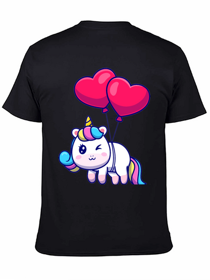 Unicorn with Heart Balloons Graphic Tee