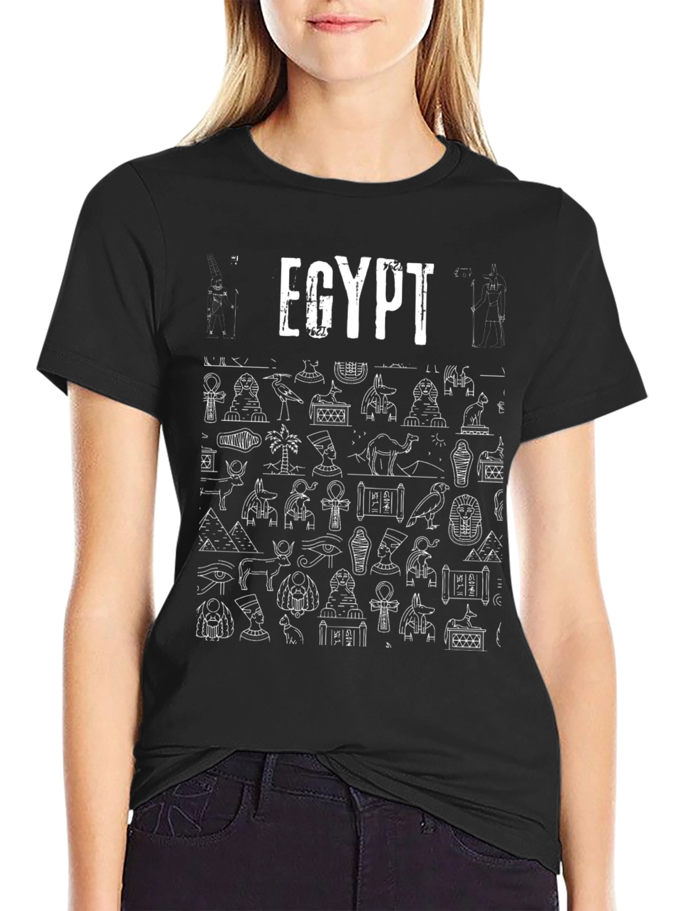 Egypt Graphic Print Black T-Shirt