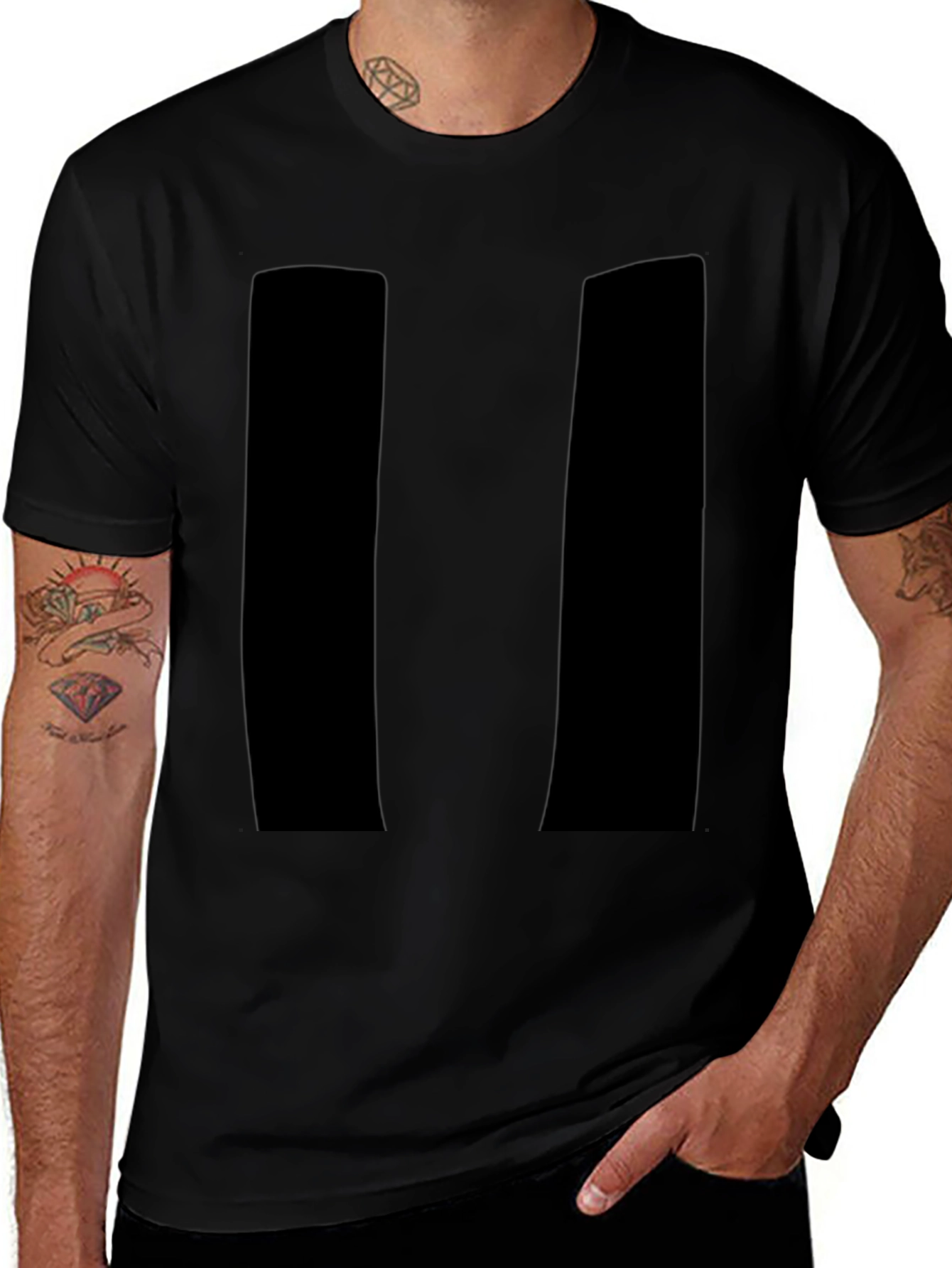 Mens Black Pause Symbol Graphic Tee