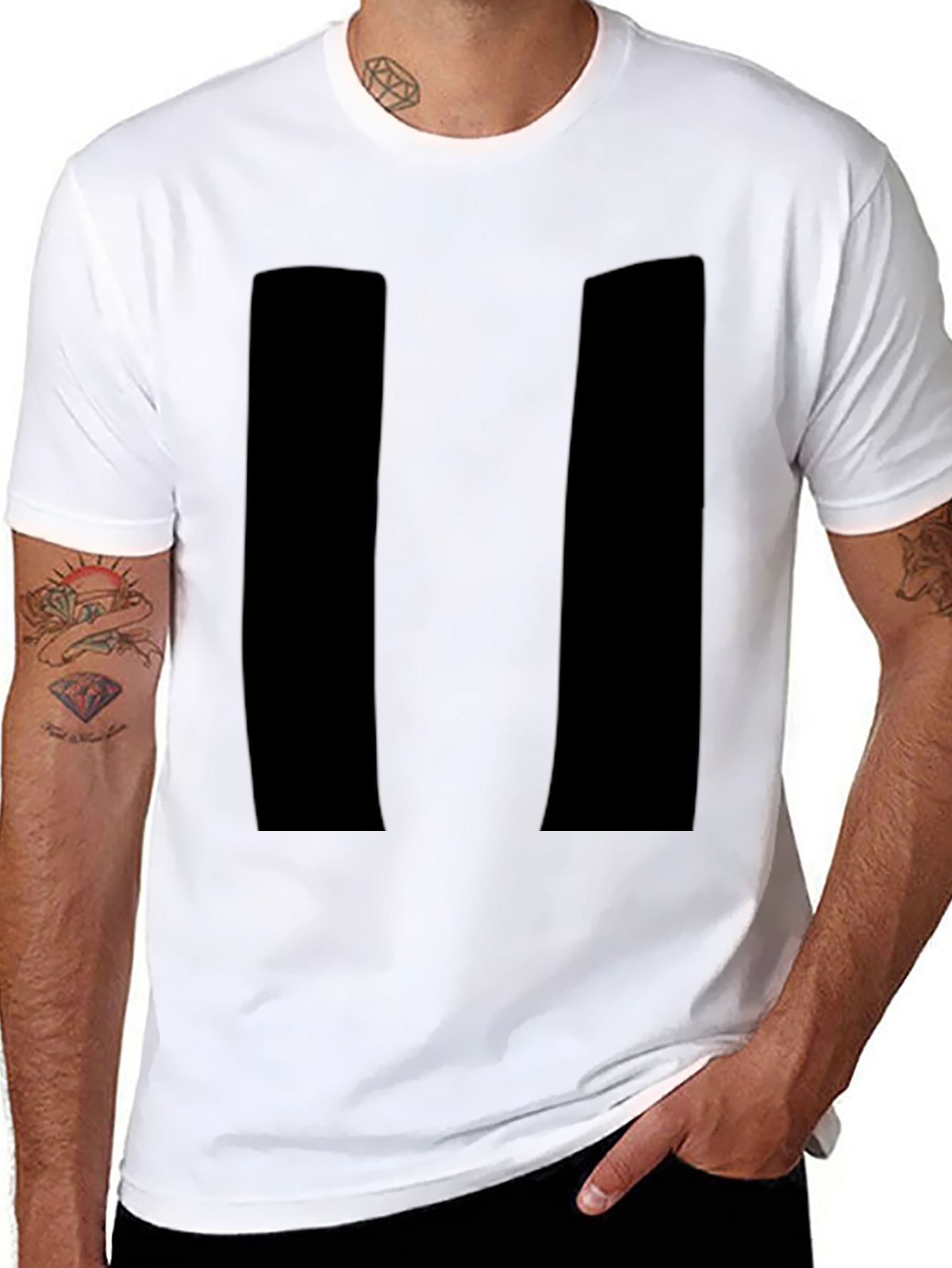 Mens Black Pause Symbol Graphic Tee