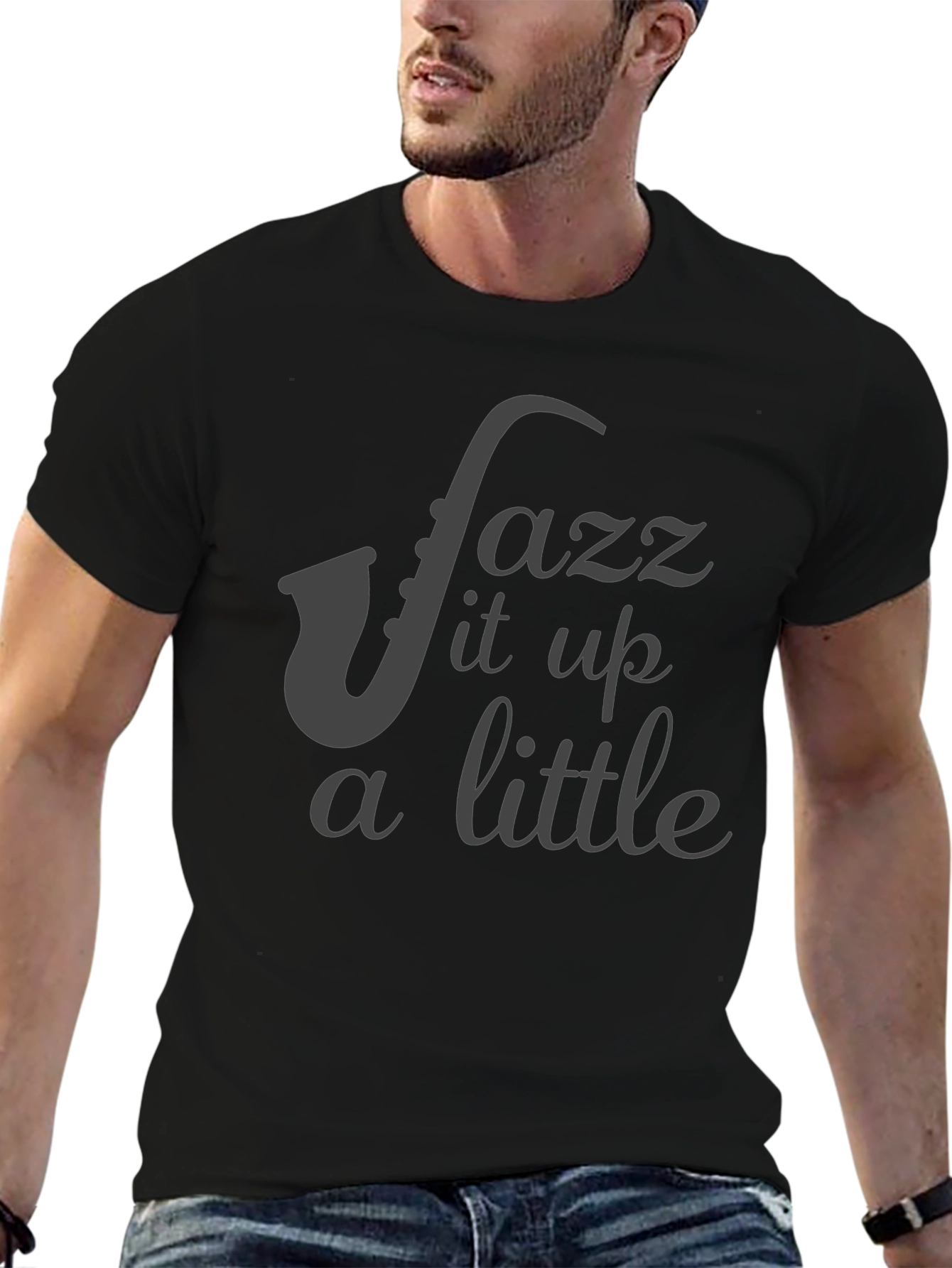 Jazz It Up T-Shirt - Black Saxophone Music Tee