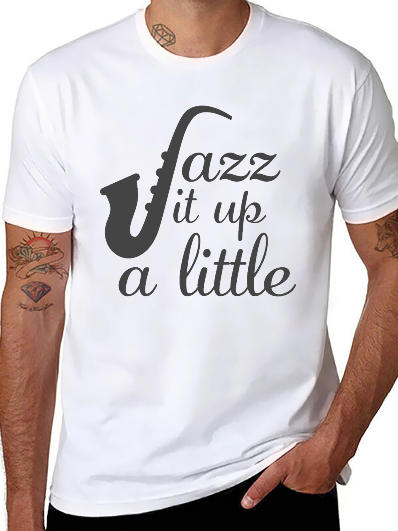 Jazz It Up T-Shirt - Black Saxophone Music Tee